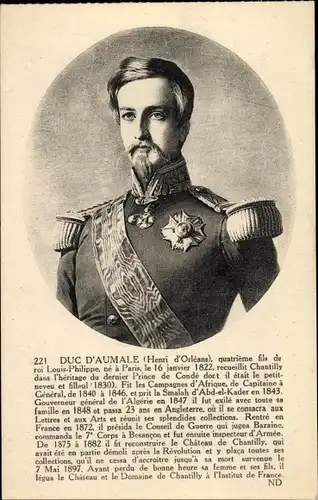 Ak Herzog von Aumale, Henri von Orleans