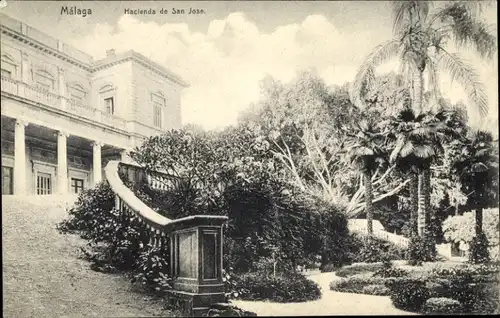 AK Málaga Andalusien Spanien, Hacienda de San José, Gartenansicht