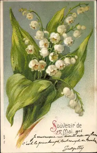 Präge Ak Maiglöckchen, Blumen, Kitsch