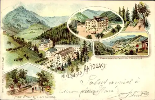 Litho Bad Antogast Oppenau im Schwarzwald, Mineralbad, Kurhaus