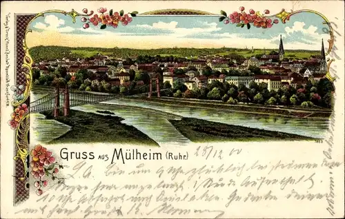 Litho  Mülheim an der Ruhr, Panorama