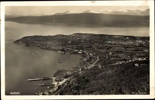 Ak Narvik Norwegen, Gesamtansicht, Luftbild