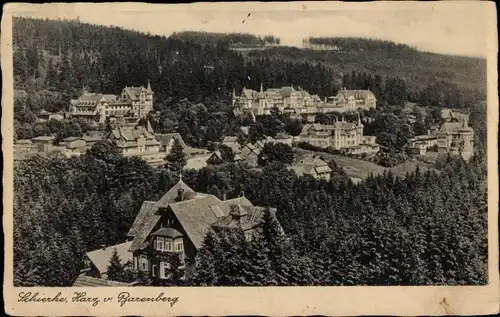 Ak Schierke Wernigerode, Blick von Barenberg auf Ort, Teilansicht