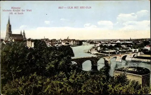 Ak Ulm an der Donau Baden Württemberg, Gesamtansicht, Münster