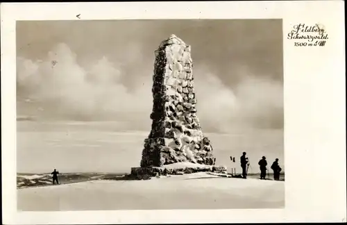 Ak Feldberg im Schwarzwald, Bismarckdenkmal, Winter