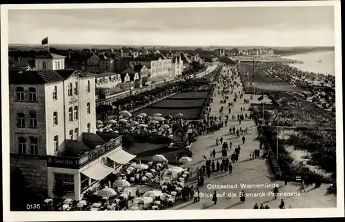 Ak Ostseebad Warnemünde Rostock, Bismarckpromenade, Strand Diele