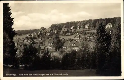 Ak Braunlage im Oberharz, Bismarckstraße, Blick von der Verlobungswiese