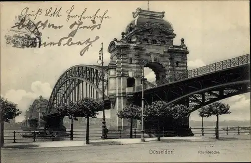 Ak Düsseldorf am Rhein, Rheinbrücke