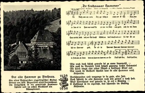 Lied Ak Frohnau Annaberg Buchholz Erzgebirge, Dr Frohnaaer Hammer, Hammerschänke, Alfred Kaaden