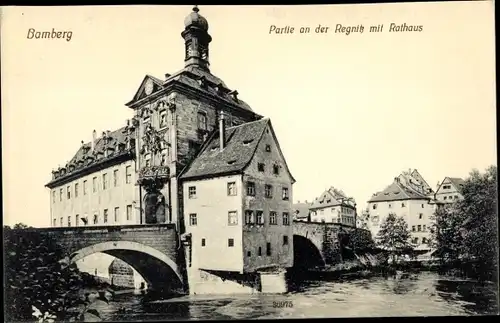 Ak Bamberg in Oberfranken, Rathaus, Teilansicht