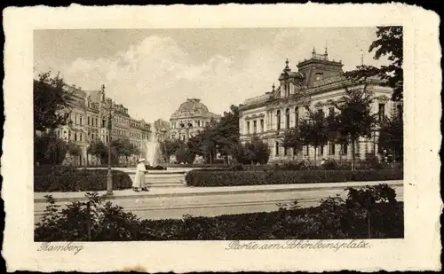 Ak Bamberg in Oberfranken, Partie am Schönleinsplatz, Brunnen