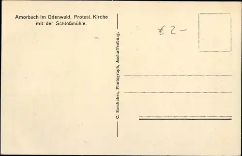 Ak Amorbach im Odenwald Unterfranken, protestantische Kirche, Schlossmühle
