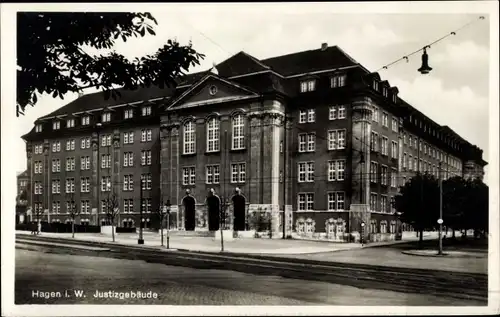 Ak Hagen in Westfalen, Justizgebäude, Schienen