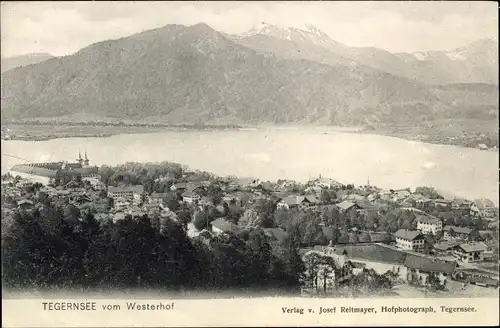 Ak Tegernsee in Oberbayern, Gesamtansicht, Blick vom Westerhof