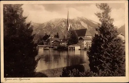 Ak Egern am Tegernsee Oberbayern, Teilansicht, Kirche