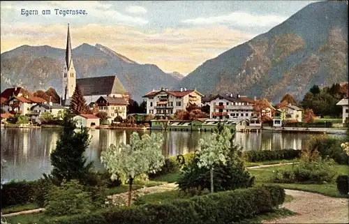 Ak Egern am Tegernsee Oberbayern, Teilansicht