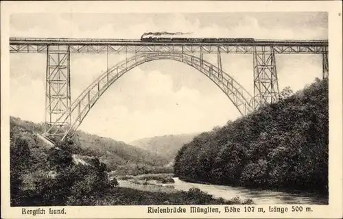 Ak Solingen im Bergischen Land, Müngstener Brücke, Riesenbrücke, Eisenbahn