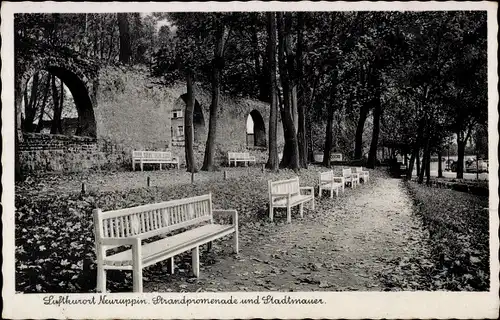 Ak Neuruppin in Brandenburg, Strandpromenade, Stadtmauer