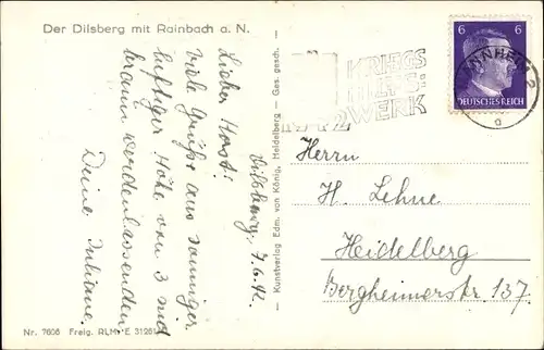 Ak Rainbach Neckargemünd am Neckar, Teilansicht, Dilsberg