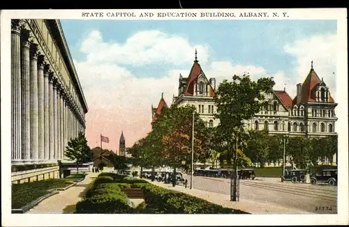 Ak Albany New York USA, State Capitol, Bildungsgebäude