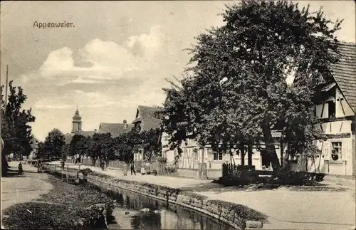 Ak Appenweier in Baden Schwarzwald, Straßenpartie am Kanal