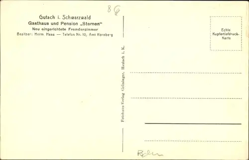 Ak Gutach (bei Hornberg) an der Schwarzwaldbahn Baden, Gasthof Sternen