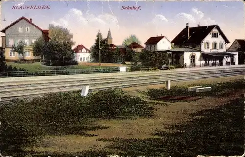 Ak Blaufelden in Württemberg, Bahnhof, Gleisansicht