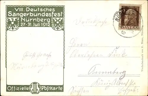 Künstler Ak Schmidt, C., Nürnberg, 8. Dt. Sängerbundesfest 1912, Portrait Hans Sachs