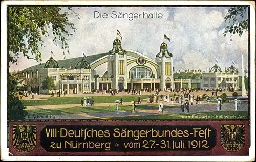 Künstler Ak Schmidt, Nürnberg in Mittelfranken Bayern, VIII Deutsches Sängerbundesfest 1912