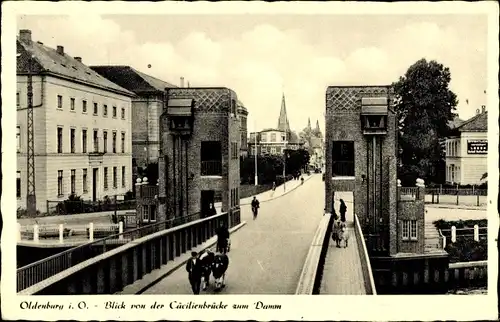 Ak Oldenburg im Großherzogtum Oldenburg, Cäcilienbrücke, Damm