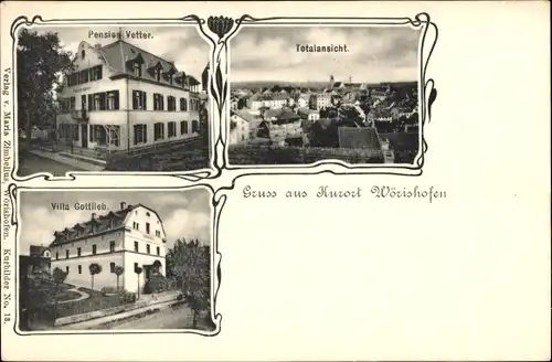 Ak Bad Wörishofen im Unterallgäu, Teilansichten, Pension Vetter, Villa Gottlieb