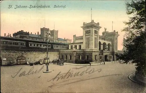 Ak St. Johann Saarbrücken im Saarland, Bahnhof