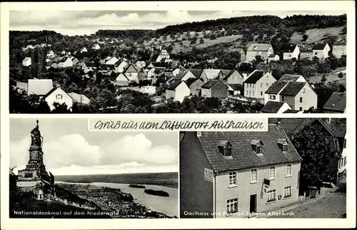 Ak Aulhausen Rüdesheim am Rhein, Gasthaus zur Linde, Nationaldenkmal