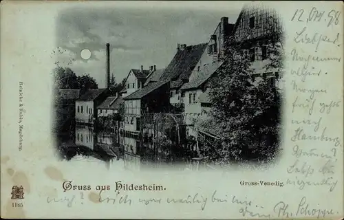 Mondschein Ak Hildesheim in Niedersachsen, Gross Venedig, Nacht