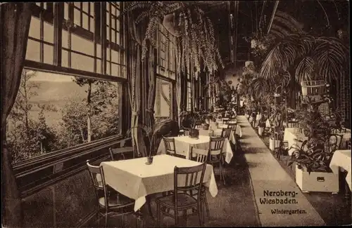 Ak Wiesbaden in Hessen, Hotel Neroberg, Wintergarten