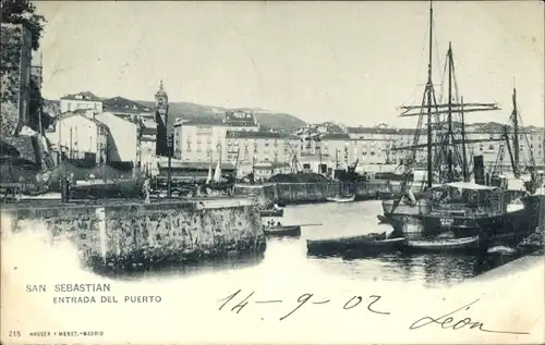 Ak Donostia San Sebastián Baskenland, Hafeneinfahrt