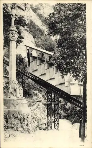 Ak Montserrat Katalonien, Standseilbahn nach Sant Joan, Camino del Via Crucis