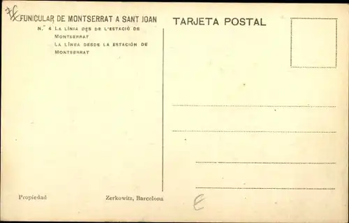 Ak Montserrat Katalonien, Standseilbahn nach Sant Joan, La Linea vom Bahnhof