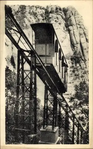 Ak Montserrat Katalonien, Standseilbahn nach Sant Joan, Viadukt