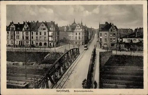 Ak Worms am Rhein, Brunhildenbrücke