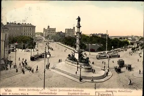 Ak Wien 2. Leopoldstadt Österreich, Praterstern, Kaiser Josef Straße, Kronprinz Rudolf Straße