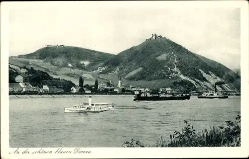 Ak Wien 19 Döbling Österreich, Kahlenberg, Leopoldsberg, Dampfer, An der schönen blauen Donau