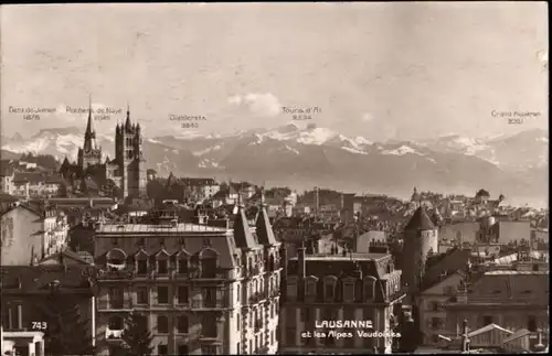 Ak Lausanne Kanton Waadt, Gesamtansicht, Alpenkette