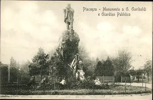 Ak Piacenza Emilia Romagna, Monumento a G. Garibaldi e Giardino Pubblico