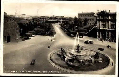 Ak Roma Rom Lazio, Piazza dell eseda con la la Fontana