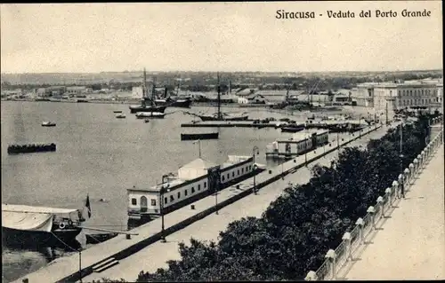Ak Siracusa Syrakus Sizilien, Veduta del Porto Grande