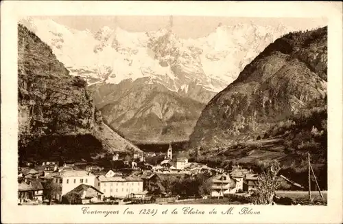 Ak Courmayeur Valle D'Aosta Italien, Teilansicht