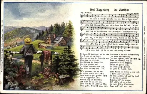 Lied Ak Vogel, Wilhelm, Mei Arzgeberg du Edelstaa, Volkslied, Carl Bestler, Erzgebirge