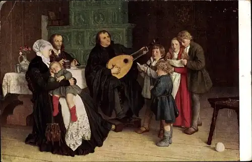 Künstler Ak Spangenberg, G. A., Luther im Kreise seiner Familie