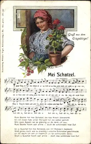 Lied Künstler Ak Schneider, Rud., Mei Schatzel, Erzgebirge, Wilhelm Vogel